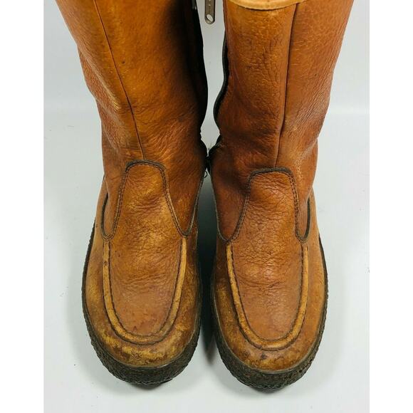 Vintage DIODORA BOOTS Mens 8 Leather Side Zip Winter Brown Made In Italy main image 8
